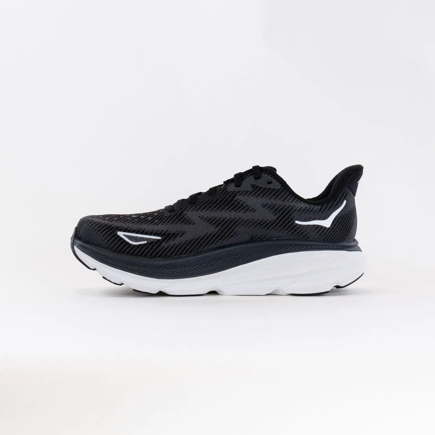 Hoka Clifton 9 (Women's) - Black/White heel drive
