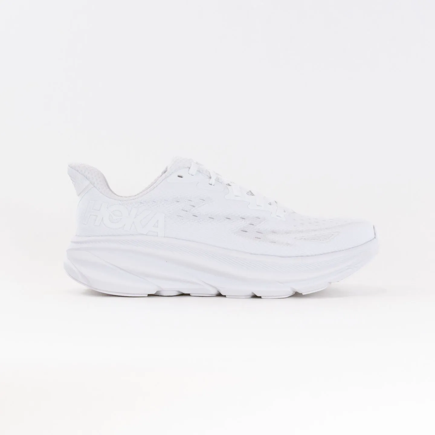 Hoka Clifton 9 (Women's) - White/White night motion