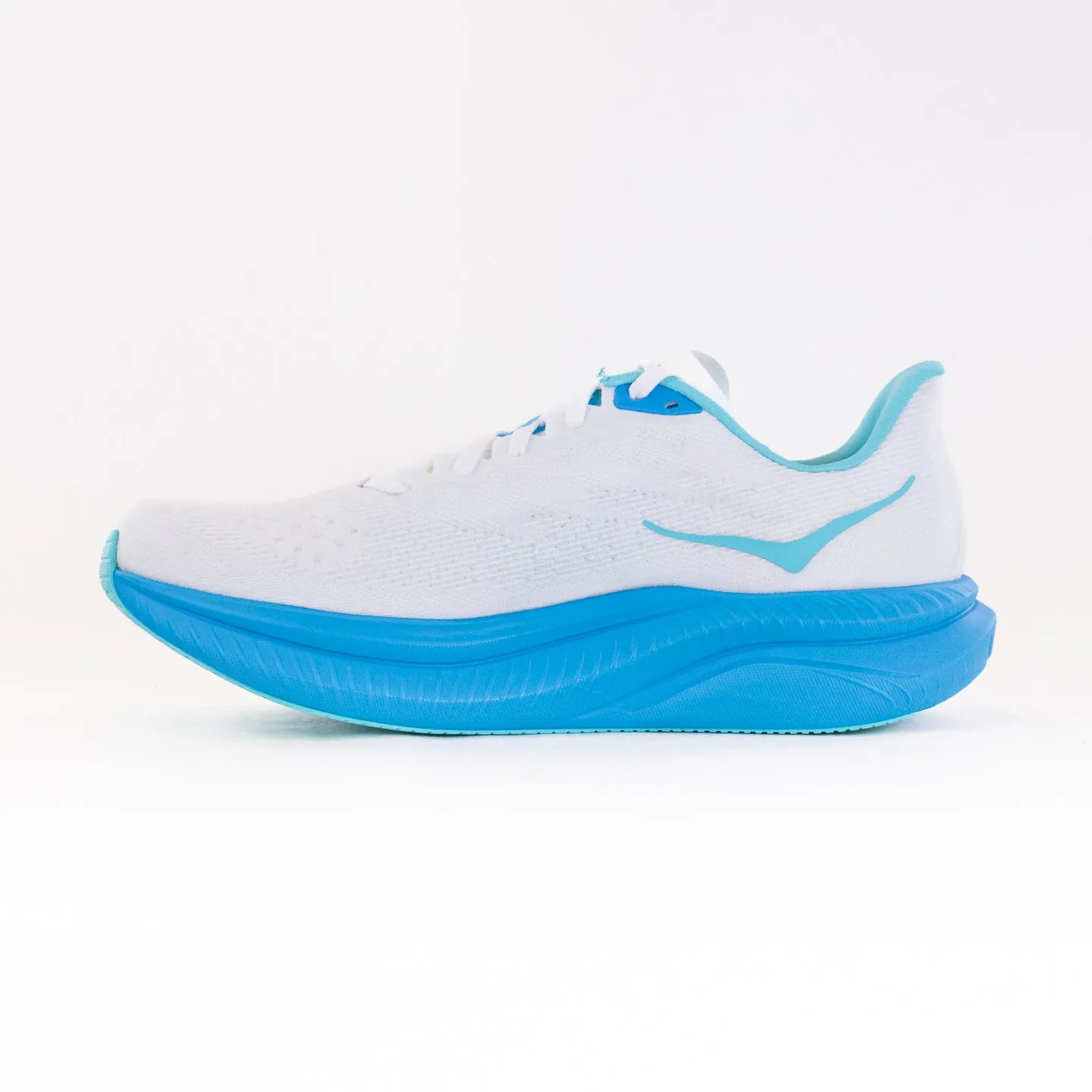 Hoka Mach 6 (Men's) -White/Skyward Blue track vibe