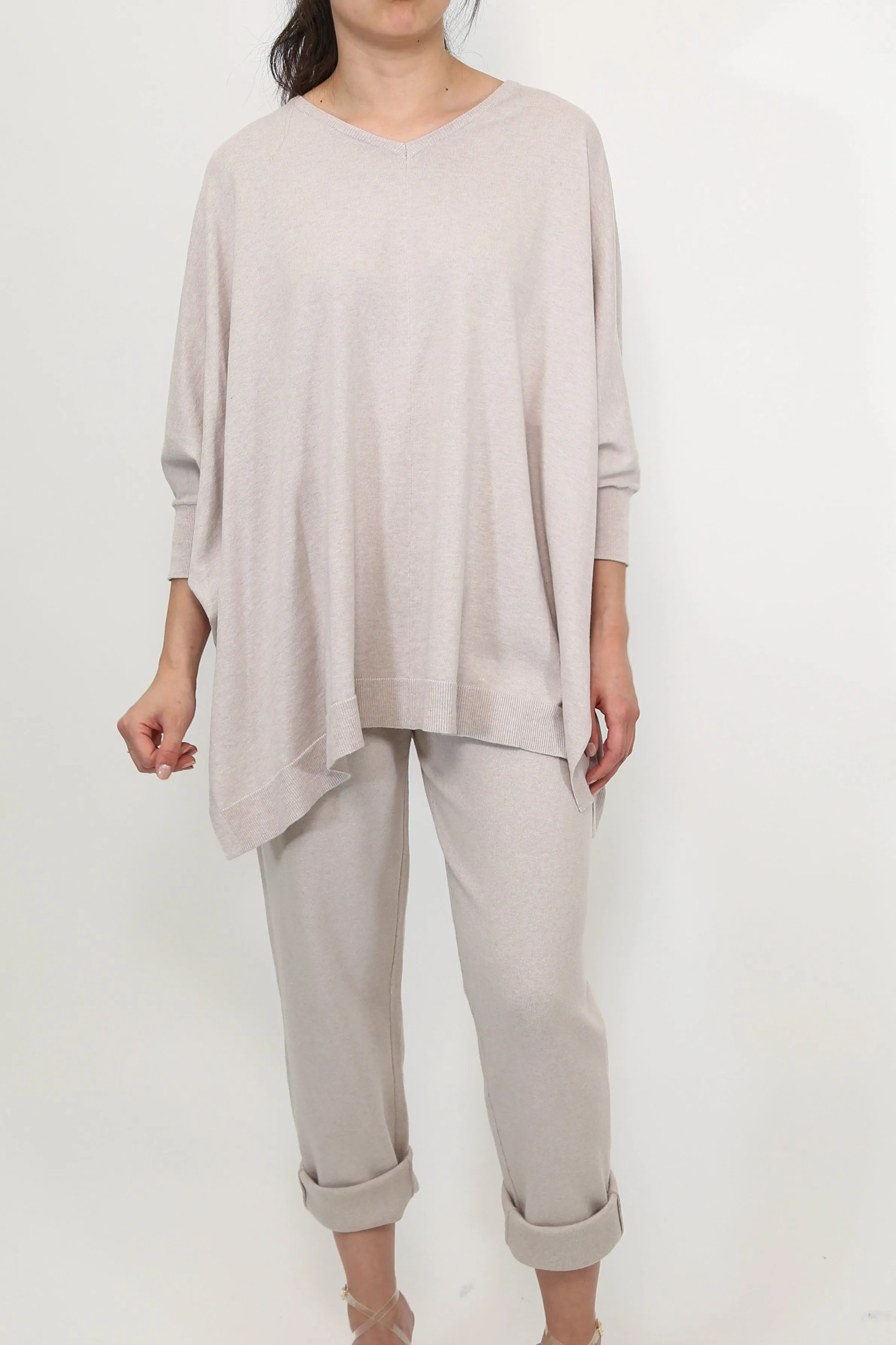IRINA PONCHO IN KNIT PIMA COTTON STRETCH LIMITED EDITION COLORS smooth texture