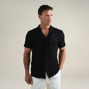 Knit Camp Shirt - Black minimalist fit