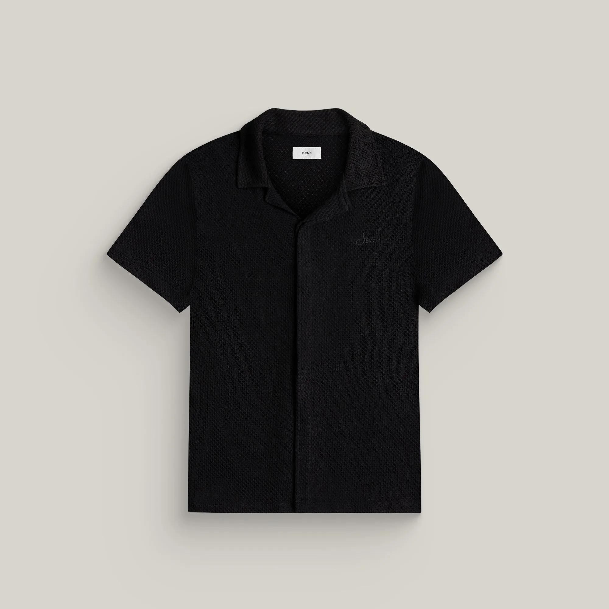 Knit Camp Shirt - Black trendy smart