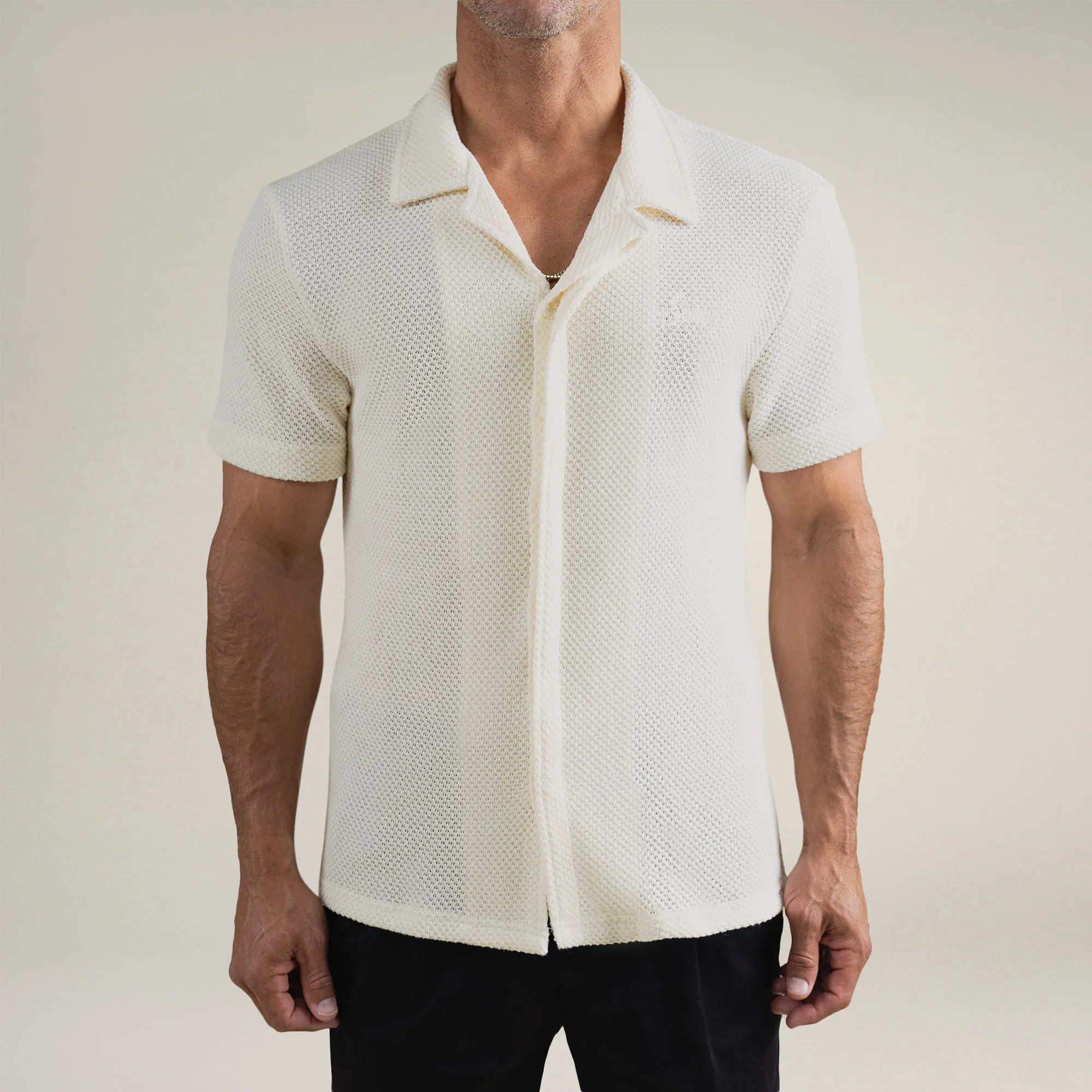 Knit Camp Shirt - Cream casual mood