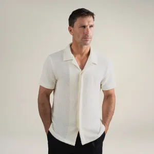 Knit Camp Shirt - Cream cool elegance