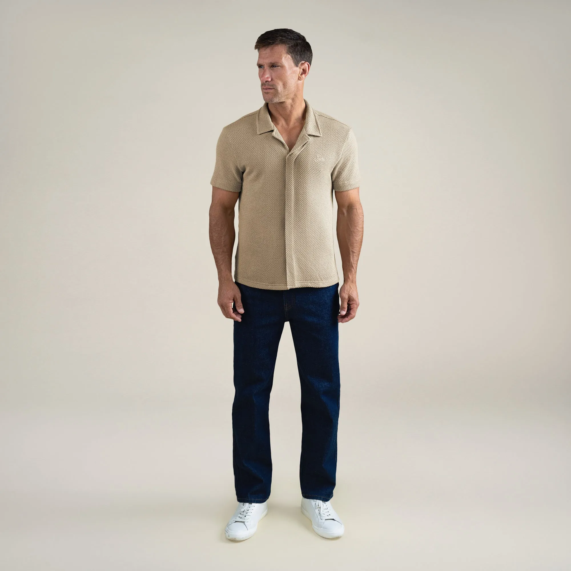 Knit Camp Shirt - Khaki city fresh
