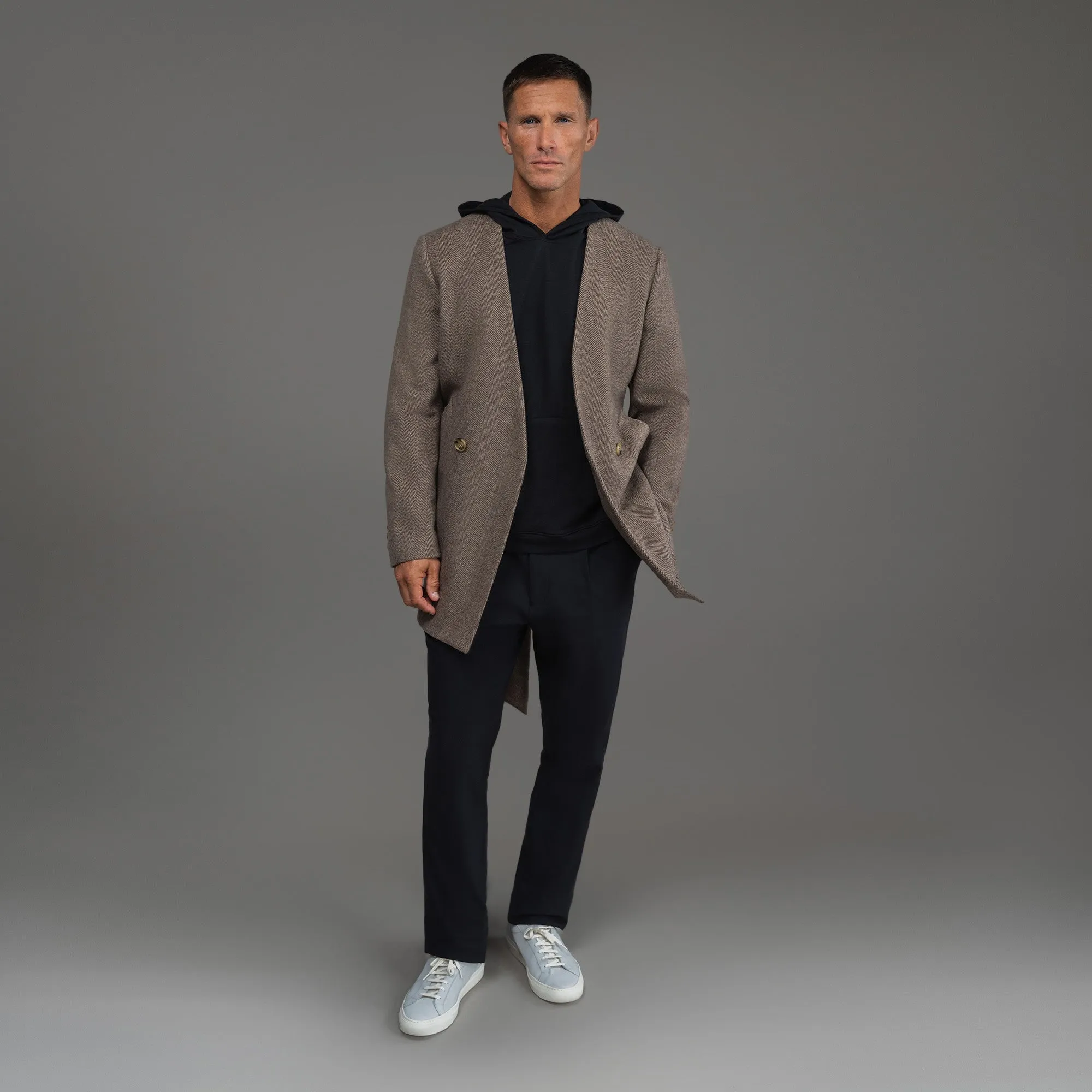 Lapelless Wool Silk Overcoat stylish mark