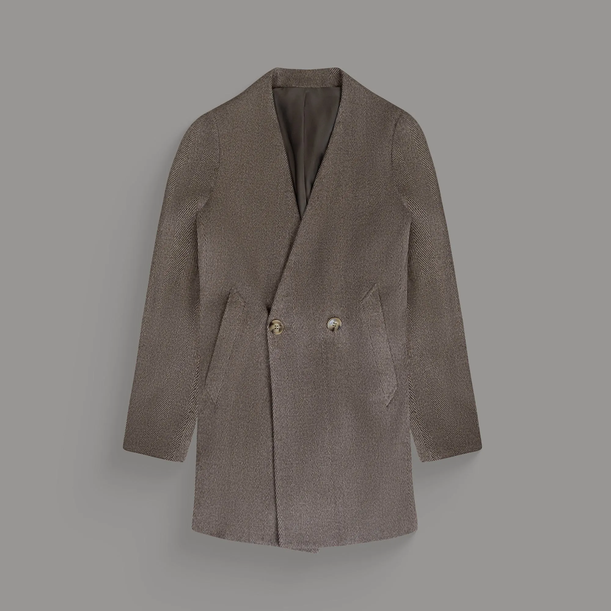 Lapelless Wool Silk Overcoat holiday outfit