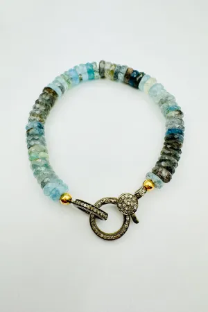 LARGE AQUAMARINE DIAMOND CLASP BRACELET natural feel LARGE AQUAMARINE DIAMOND CLASP BRACELET refined line