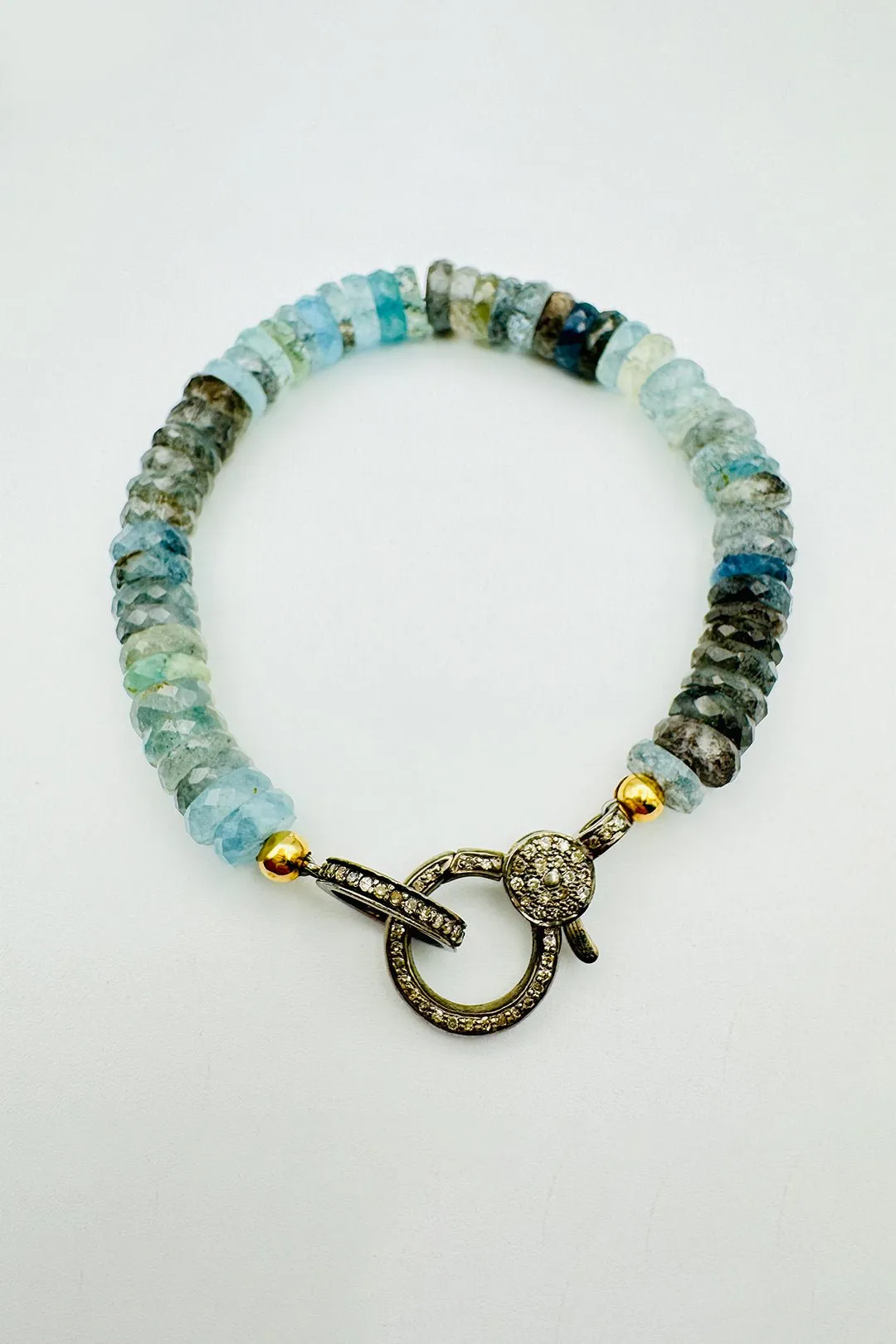 LARGE AQUAMARINE DIAMOND CLASP BRACELET refined line