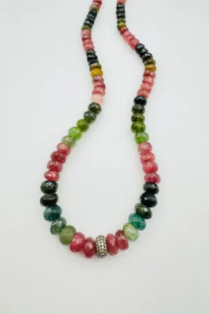 LARGE FACETED WATERMELON TOURMALINE NECKLACE WITH DIAMOND DONUT CENTER art mood LARGE FACETED WATERMELON TOURMALINE NECKLACE WITH DIAMOND DONUT CENTER dreamy aura