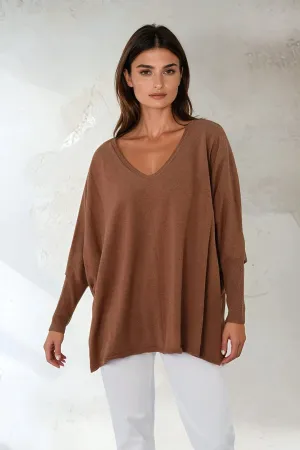 LENA LONG SLEEVE V-NECK PONCHO IN PIMA COTTON KNIT fresh tone LENA LONG SLEEVE V-NECK PONCHO IN PIMA COTTON KNIT soul touch
