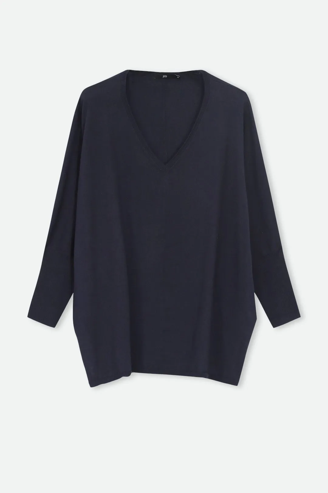 LENA LONG SLEEVE V-NECK PONCHO IN PIMA COTTON KNIT smooth texture