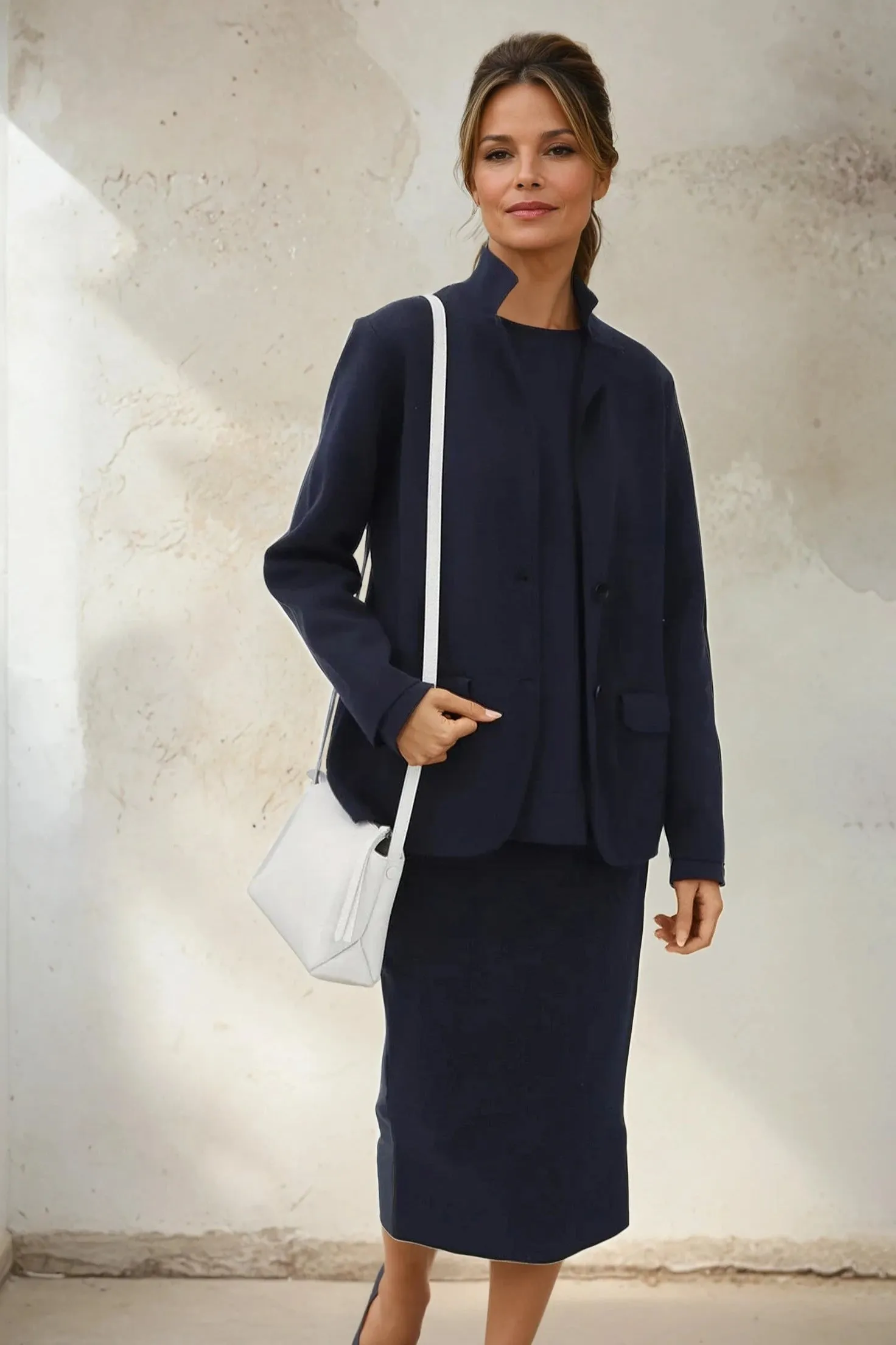 LENNOX PIMA COTTON KNIT BLAZER texture soft