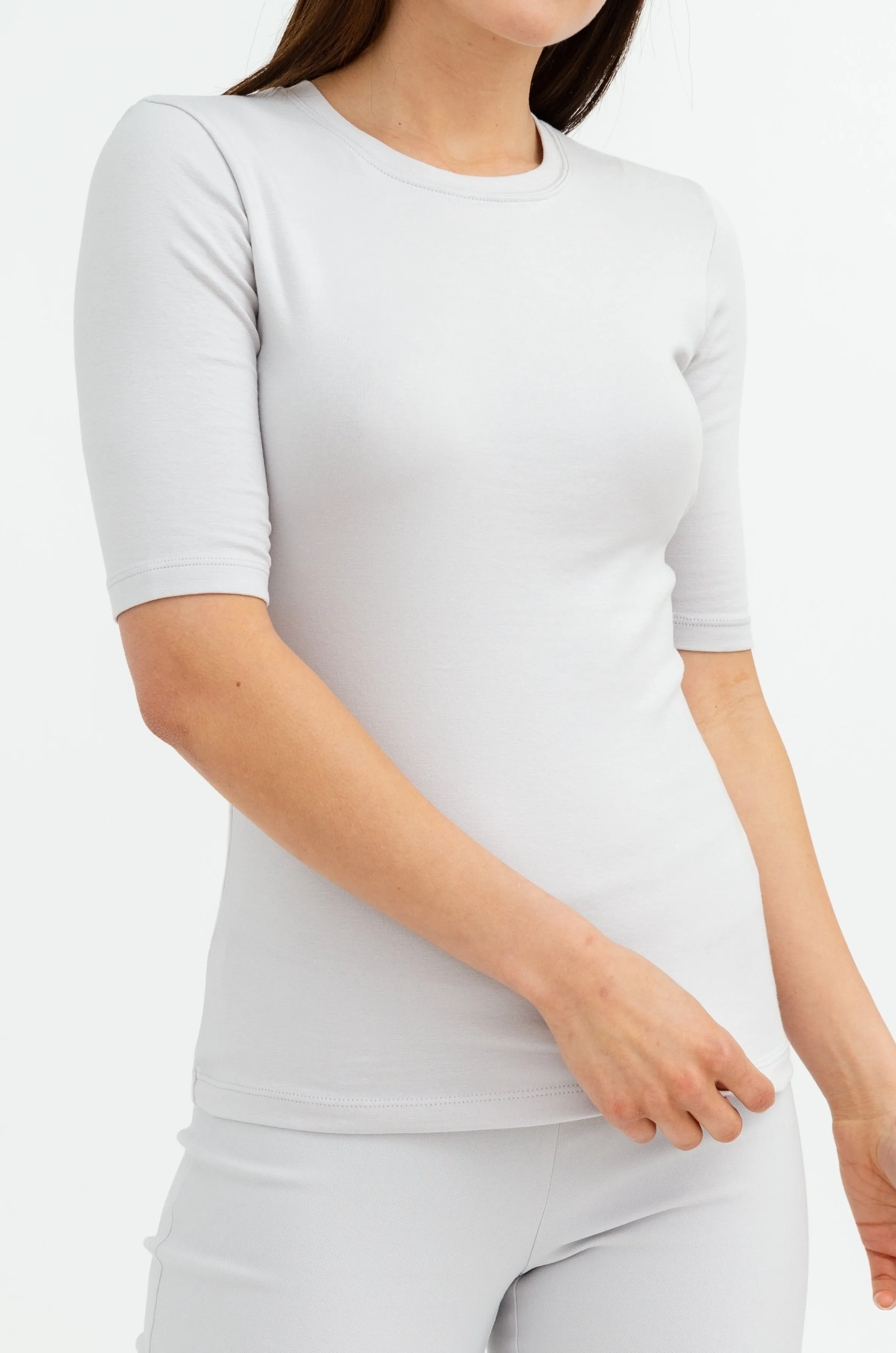 LIMITED EDITION COLLECTION ELBOW SLEEVE CREW IN PIMA COTTON STRETCH sunny warm