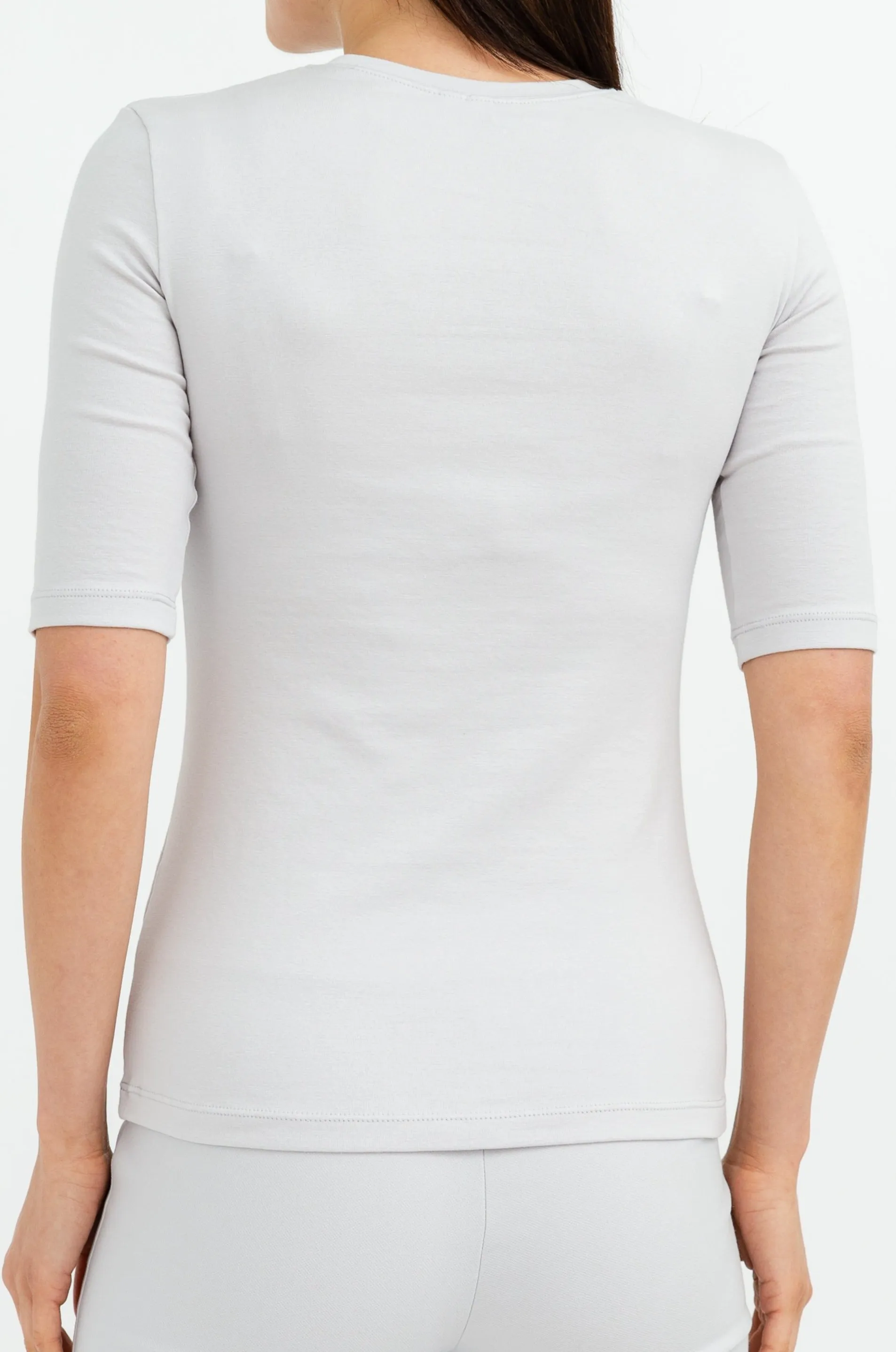 LIMITED EDITION COLLECTION ELBOW SLEEVE CREW IN PIMA COTTON STRETCH anti wrinkle