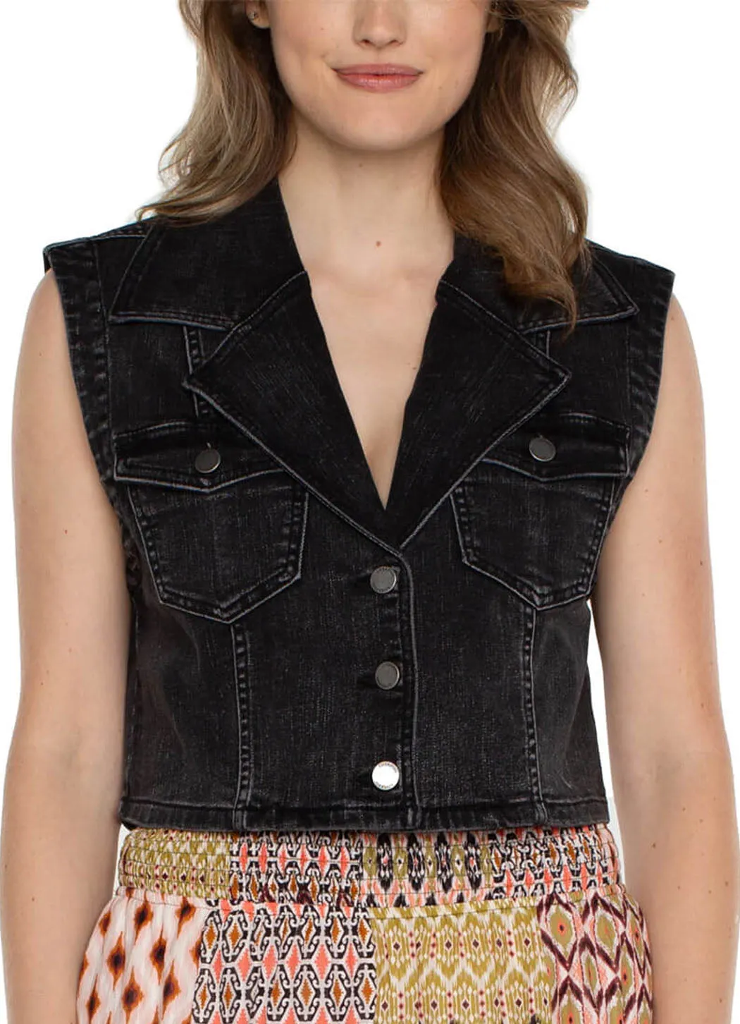 Liverpool Notch Collar Crop Vest taste vibe