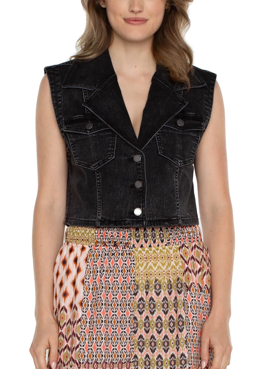 Liverpool Notch Collar Crop Vest trendy look