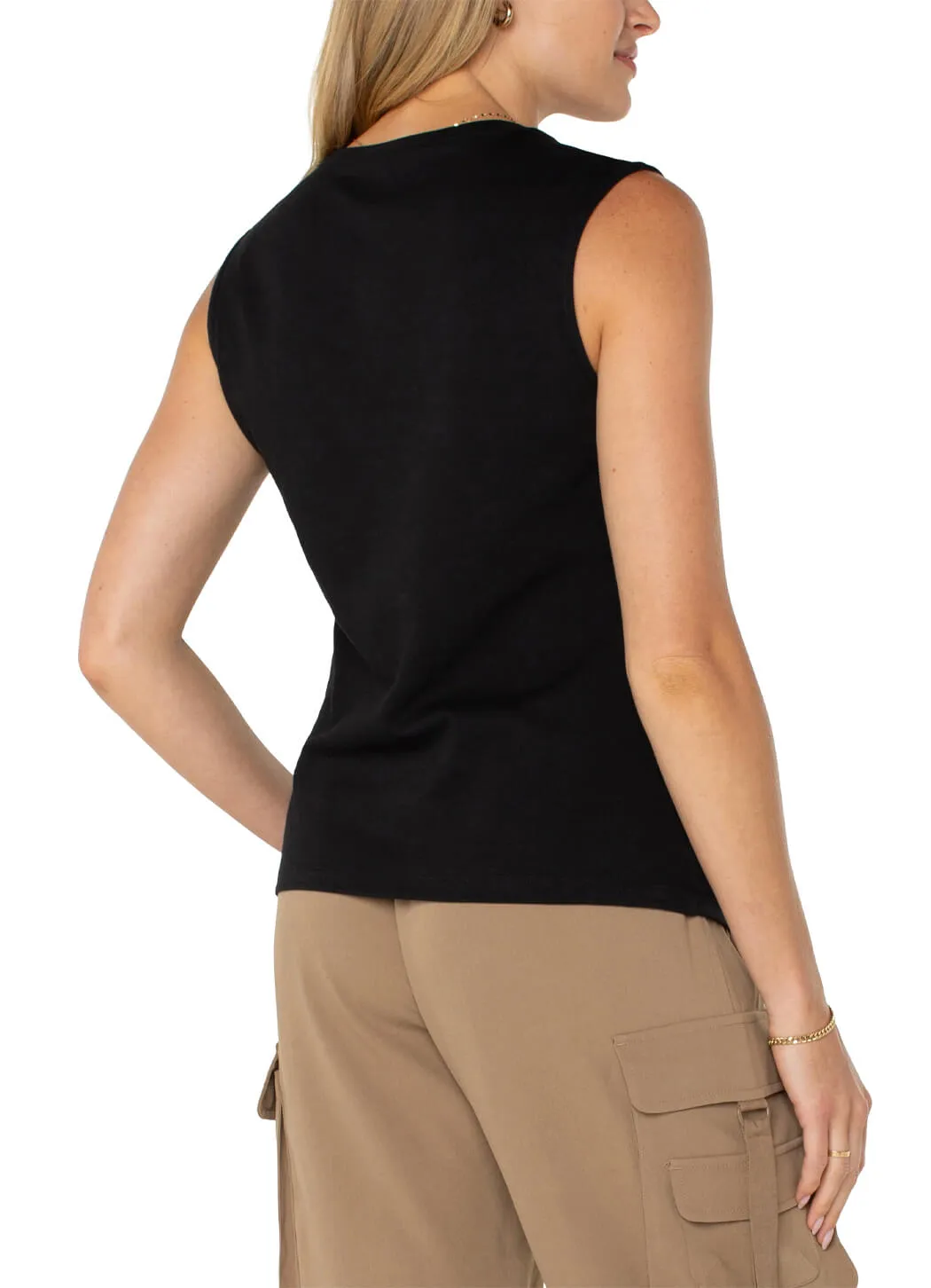 Liverpool Sleeveless V-Neck Knit Top boy style