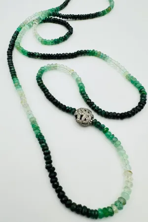 LONG EMERALD NECKLACE WITH DIAMOND FILIGREE BEAD artsy flair LONG EMERALD NECKLACE WITH DIAMOND FILIGREE BEAD cozy luxe