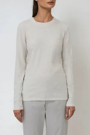 LONG SLEEVE CREW IN HEATHERED PIMA STRETCH sustainable pick