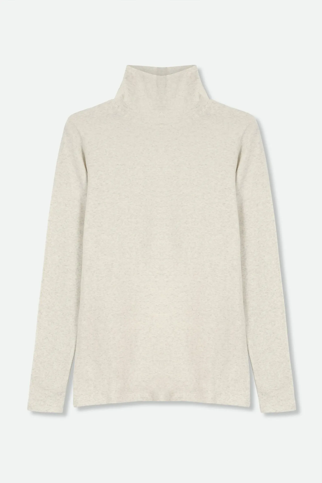 LONG SLEEVE HIGH NECK IN HEATHERED PIMA STRETCH silent charm