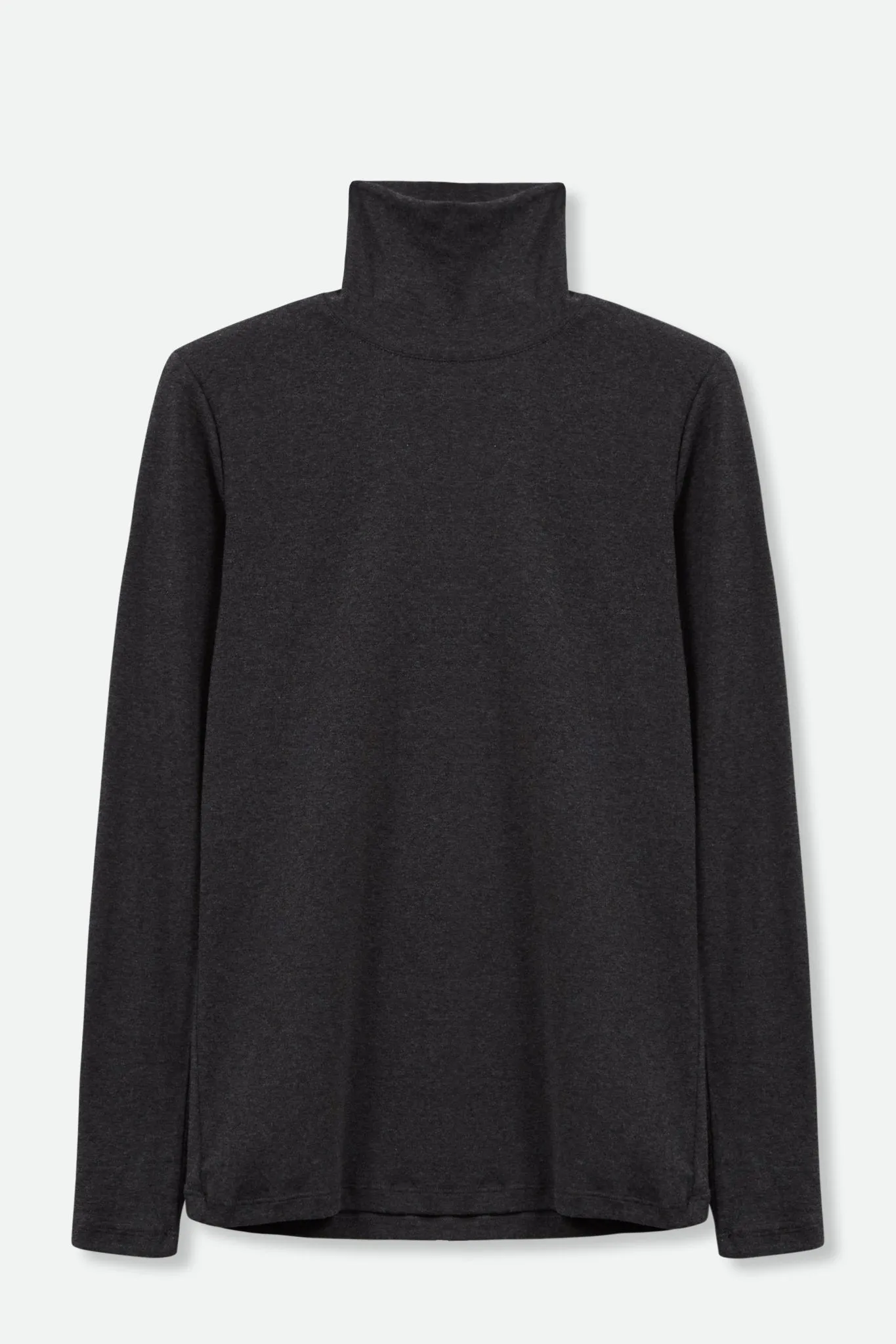 LONG SLEEVE HIGH NECK IN HEATHERED PIMA STRETCH quality vibe