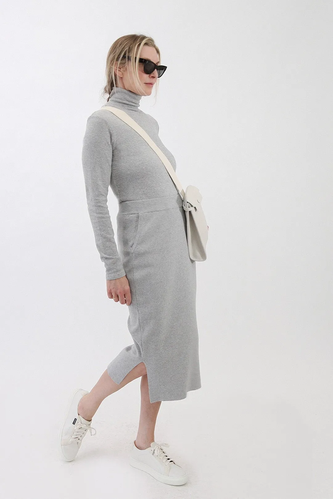LONG SLEEVE HIGH NECK IN HEATHERED PIMA STRETCH energy start