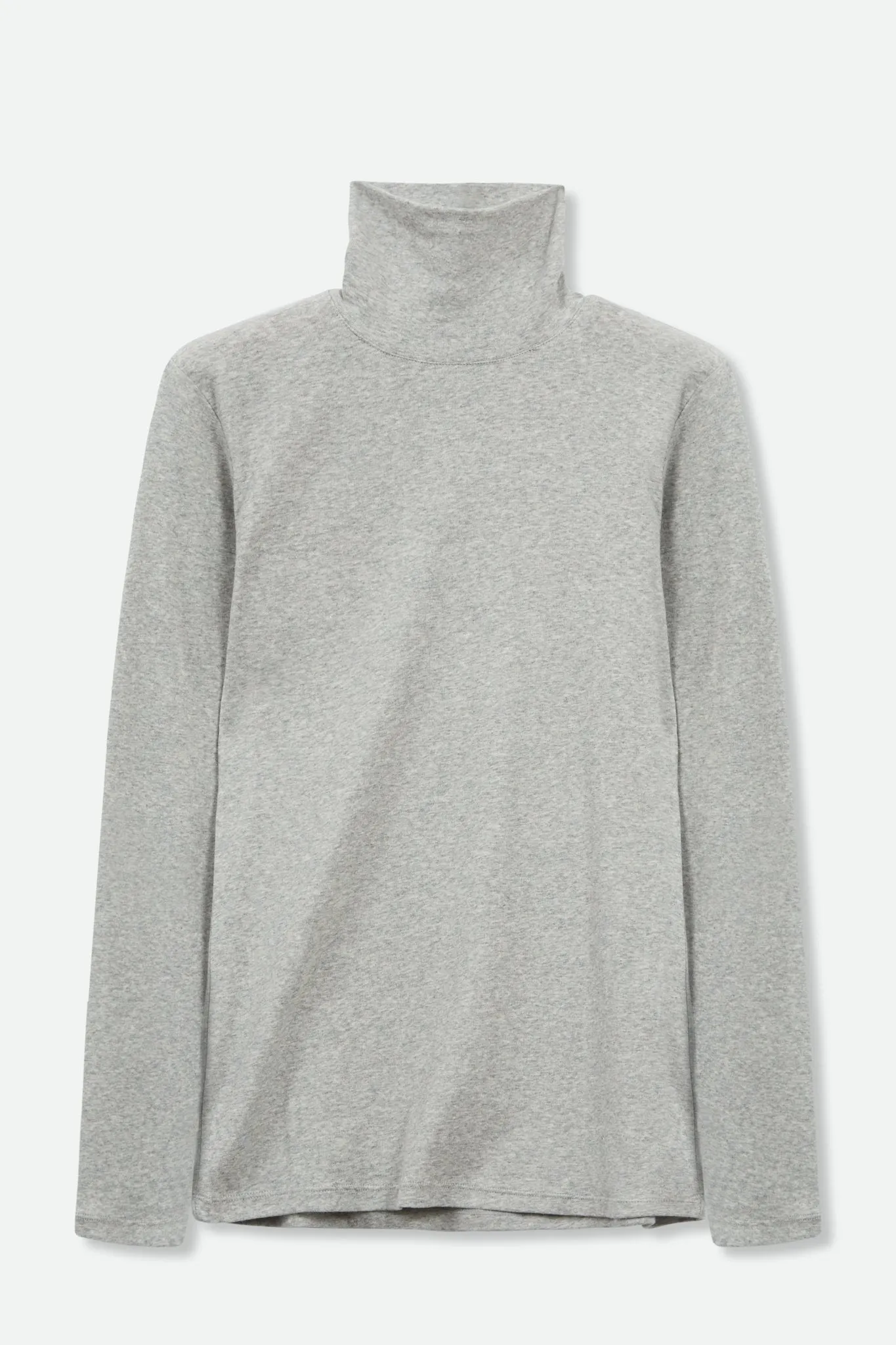 LONG SLEEVE HIGH NECK IN HEATHERED PIMA STRETCH easy care