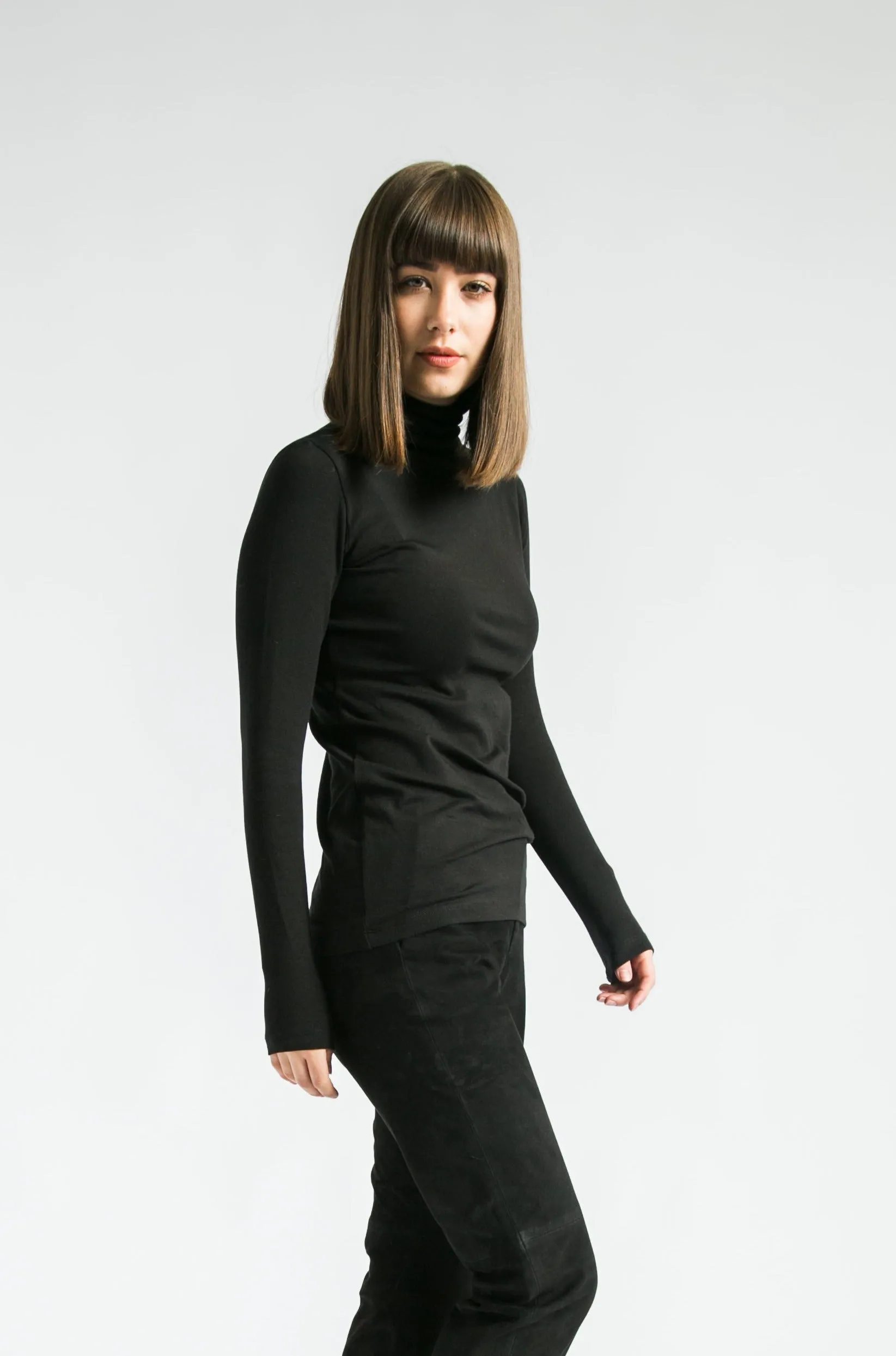 LONG SLEEVE HIGH NECK IN PIMA COTTON - FINAL FEW casual mood