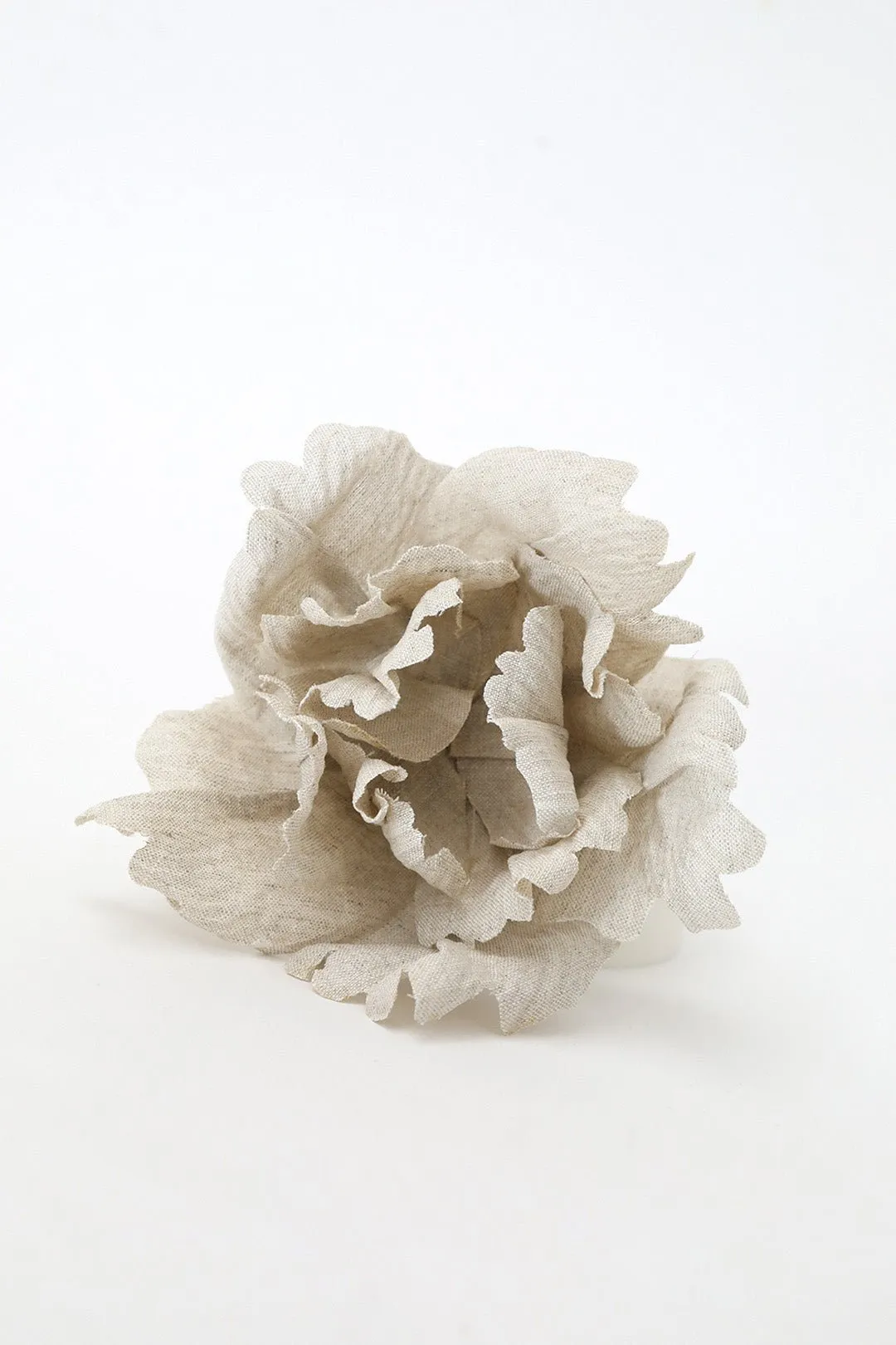 LOTUS FLOWER PIN AND CLIP IN HANDCRAFTED ITALIAN LINEN self grounding