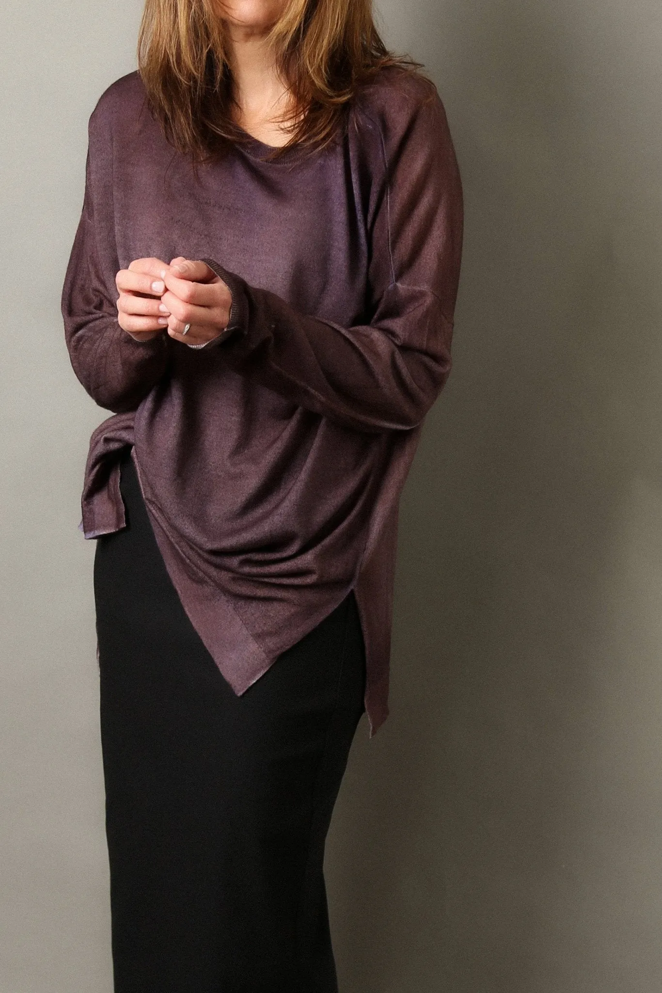 MATTIA RELAXED CREW IN HAND-DYED CASHMERE soulwear knit