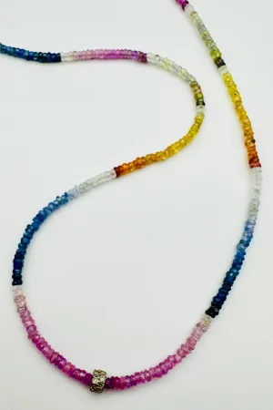MINI RAINBOW SAPPHIRE NECKLACE DOUBLE DIAMOND BEAD vibrant mood MINI RAINBOW SAPPHIRE NECKLACE DOUBLE DIAMOND BEAD happy pick