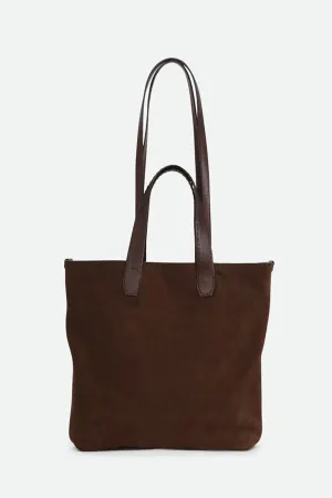 NINO SQUARE TOTE BAG IN ITALIAN SUEDE DEEP MOCHA switch style NINO SQUARE TOTE BAG IN ITALIAN SUEDE DEEP MOCHA chill gear