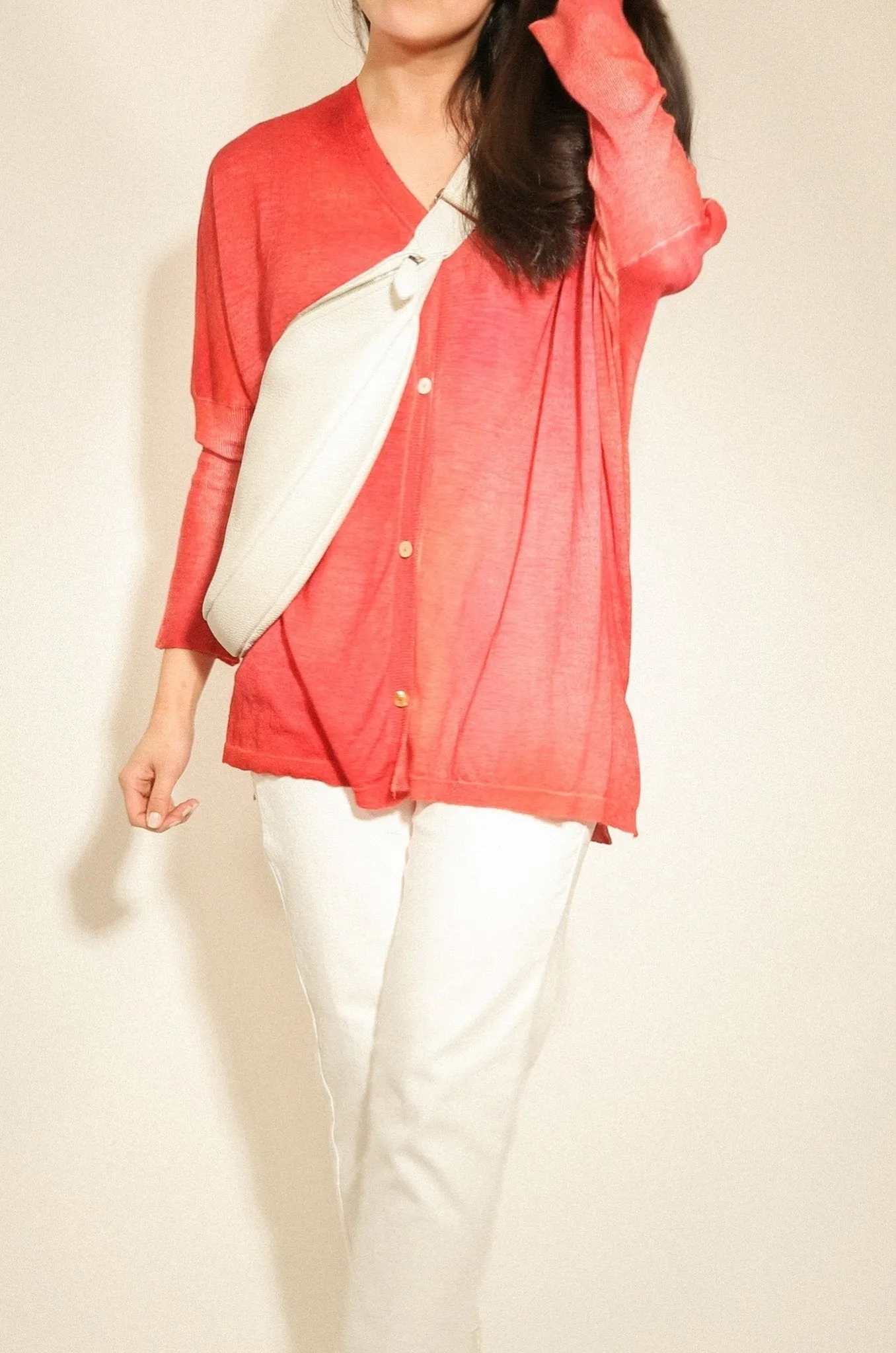 NOA CARDIGAN IN HAND-DYED LIGHTWEIGHT CASHMERE earth tone