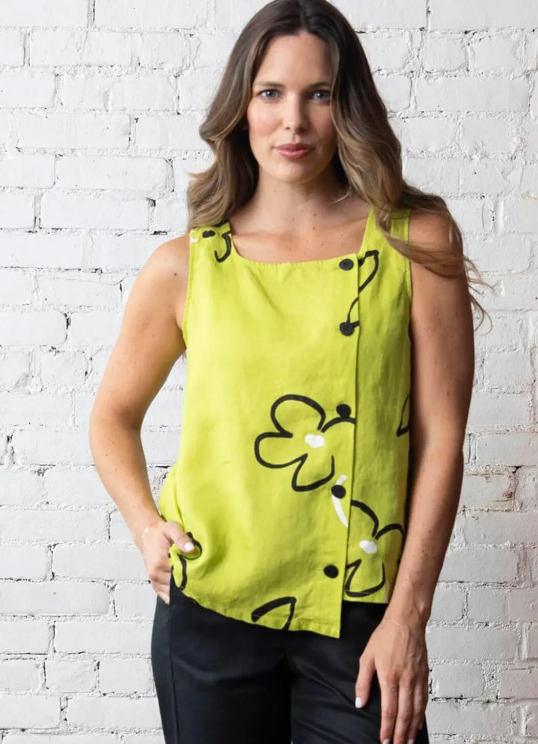 Olivia Linen Print To The Left Top urban mix
