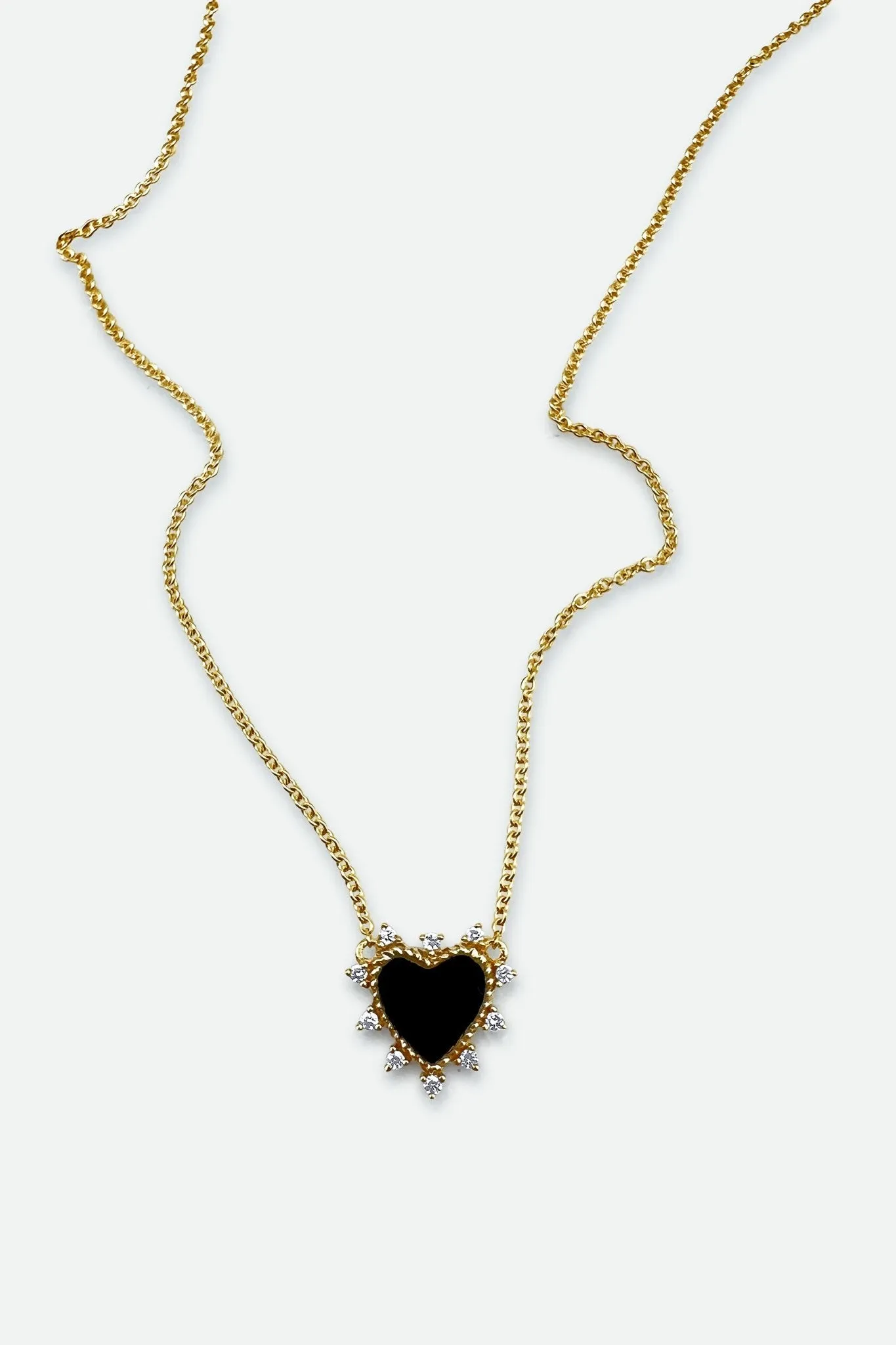 ONYX AND DIAMOND HEART NECKLACE artsy flair