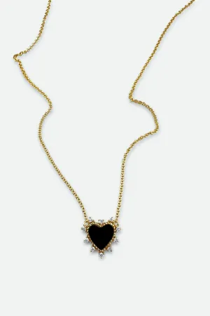 ONYX AND DIAMOND HEART NECKLACE art mood ONYX AND DIAMOND HEART NECKLACE artsy flair