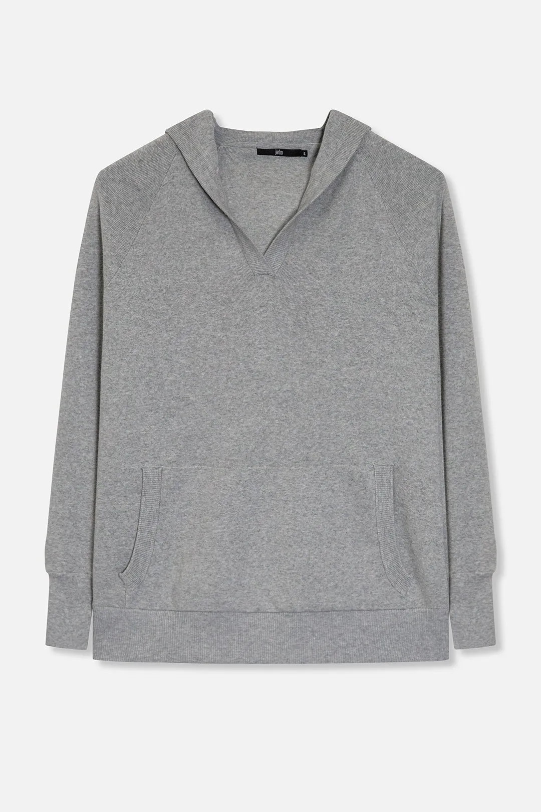 PADMA PULLOVER HOODIE IN DOUBLE KNIT HEATHER PIMA COTTON WITH STRETCH skin close