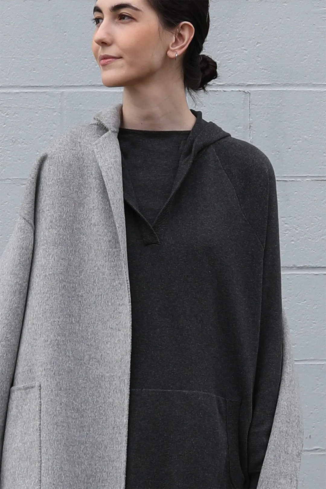 PADMA PULLOVER HOODIE IN DOUBLE KNIT HEATHER PIMA COTTON WITH STRETCH casual vibe