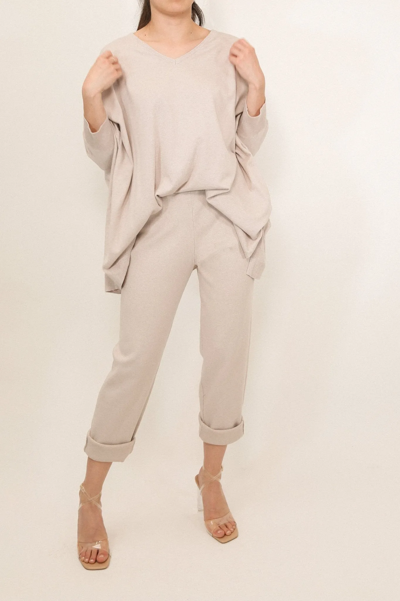 PAIGE PANT IN DOUBLE KNIT HEATHERED PIMA COTTON LIMITED EDITION COLORS layered ease