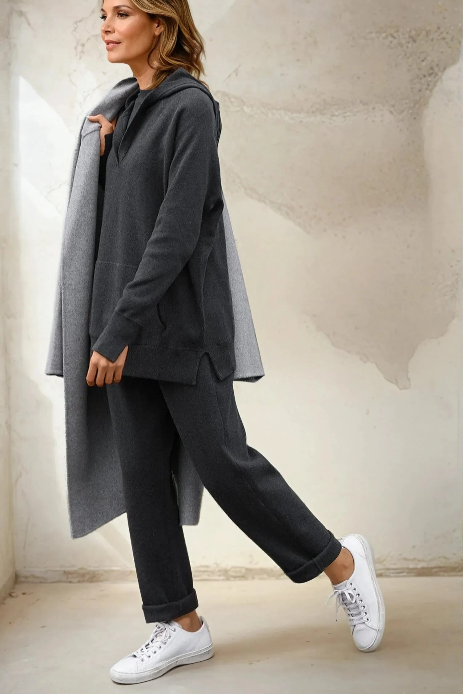PAIGE PANT IN DOUBLE KNIT HEATHERED PIMA STRETCH culture blend