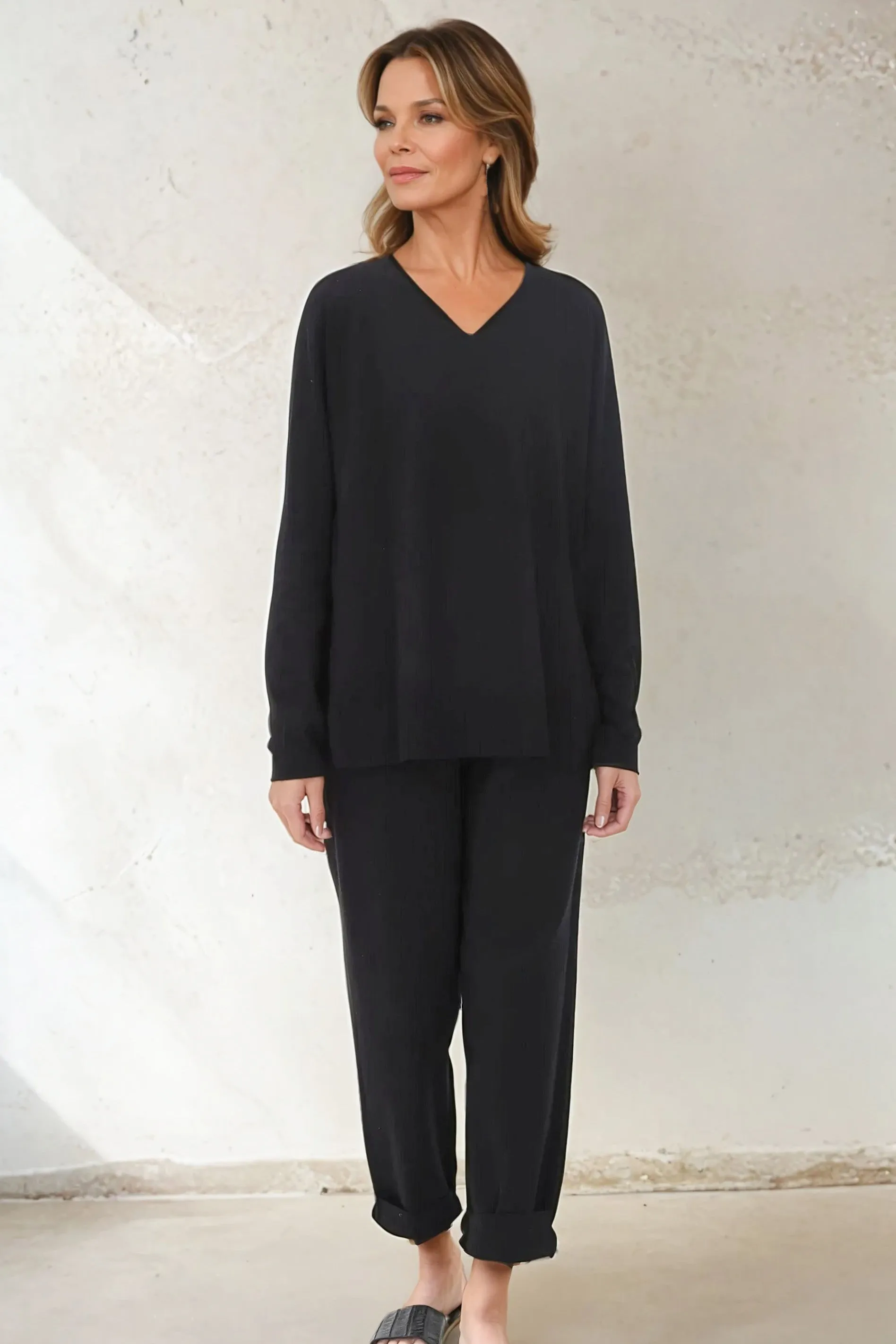 PAIGE PANT IN DOUBLE KNIT HEATHERED PIMA STRETCH campus cool