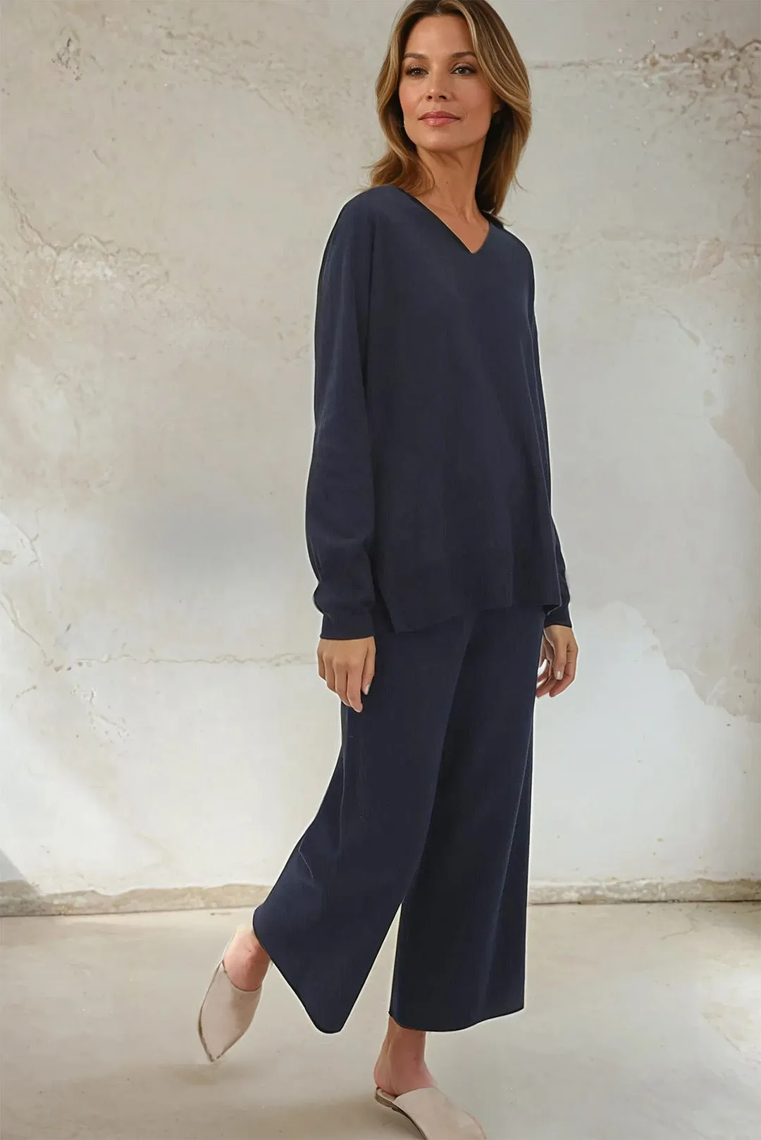 PAYTON WIDE LEG CROP PANT IN KNIT PIMA COTTON style shift