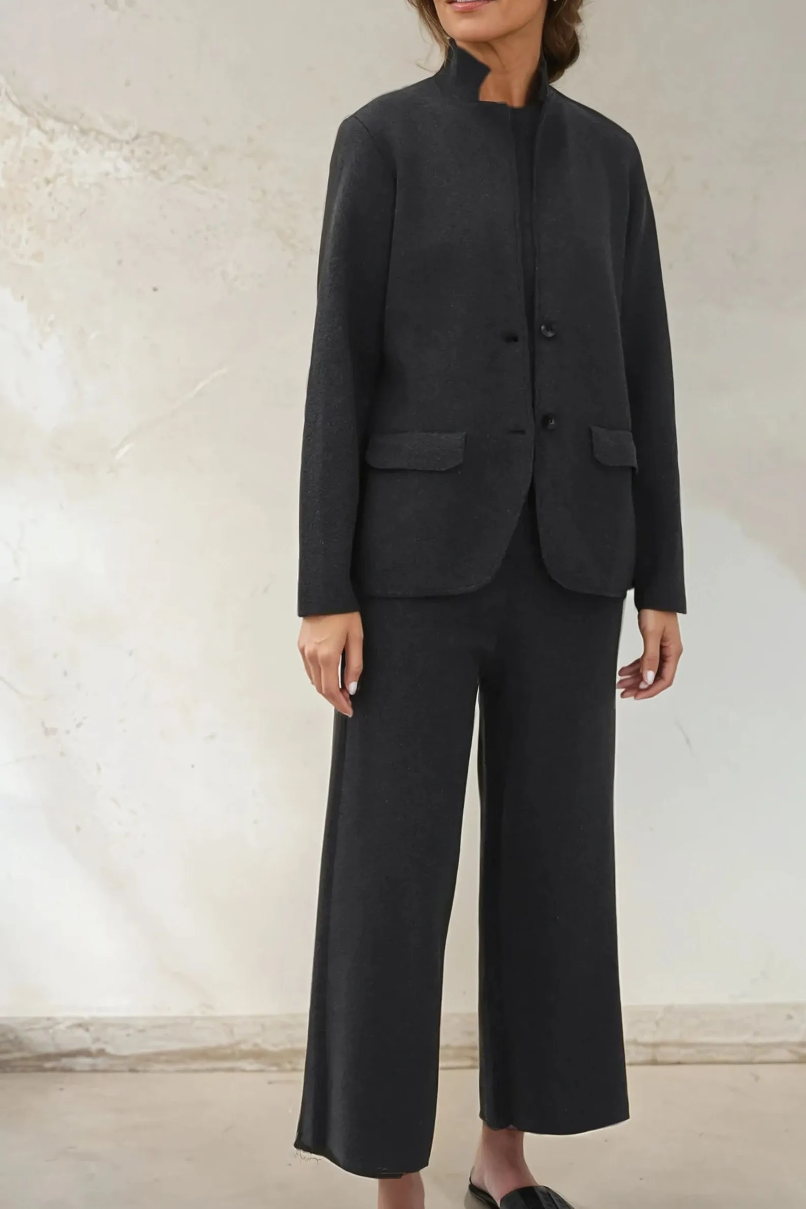 PAYTON WIDE LEG CROP PANT IN KNIT PIMA COTTON safe touch