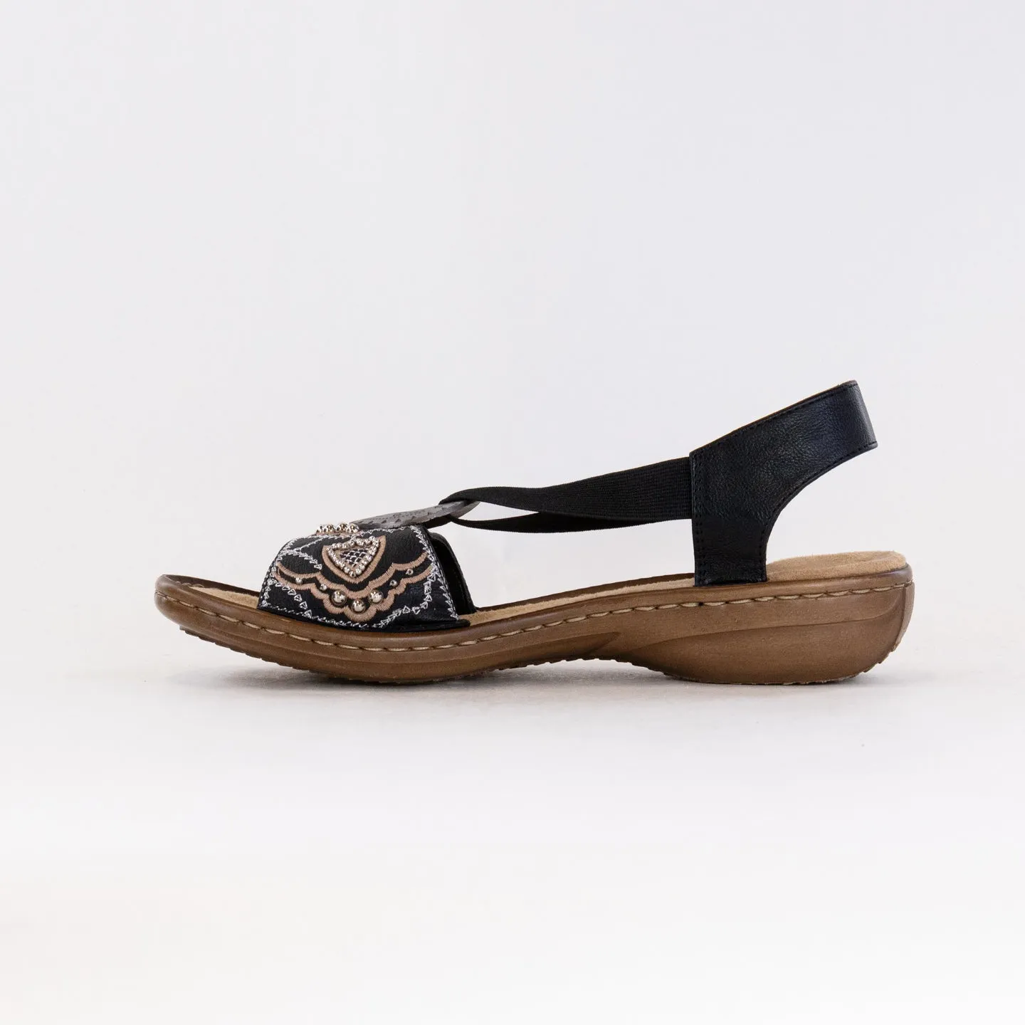 Rieker Regina Sandal (Women's) - Black Home Feel