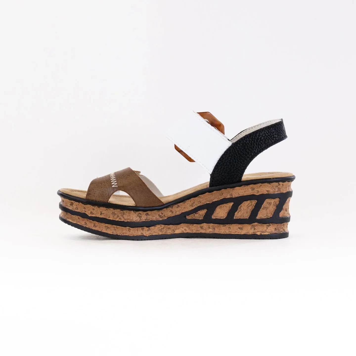 Rieker Rose 68176 (Women's) - Linen/White/Black Lounge Fit
