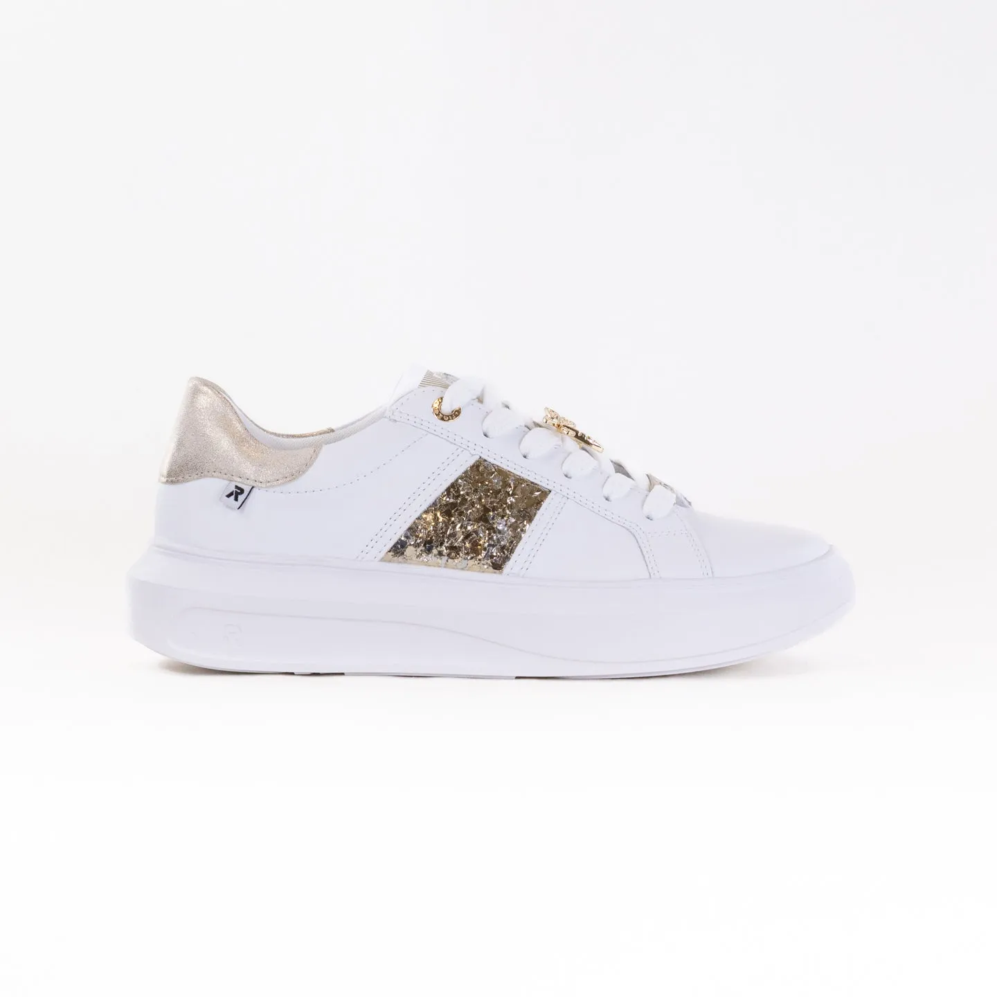 Rieker W1202 Adelia (Women's) - White/Gold Silver day-to-night