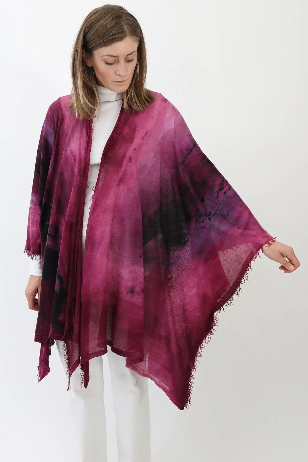 ROSELLA HANDPAINTED CASHMERE CARDIGAN IN MARONE classic tone