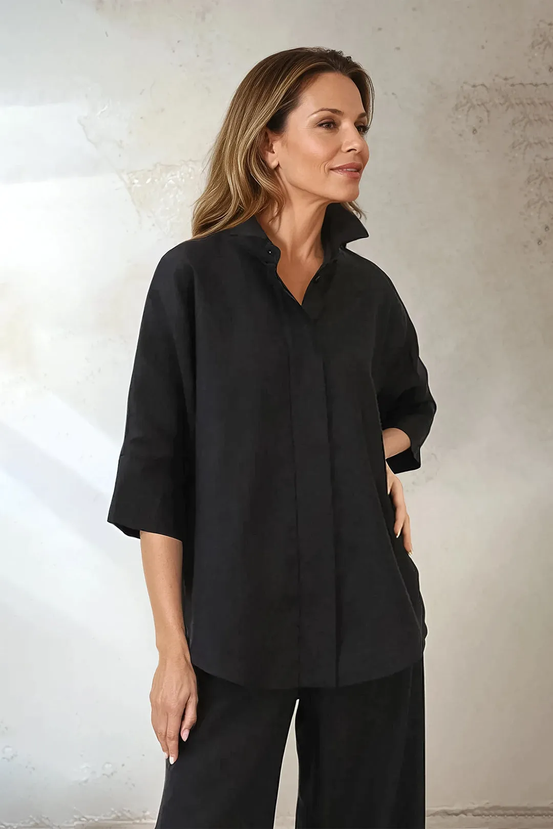 SAHANA DOLMAN SHIRT IN LINEN own rhythm