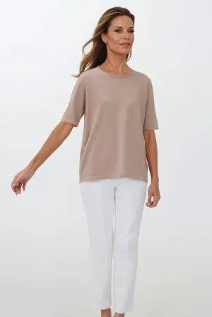 SAMI ELBOW SLEEVE TEE IN PIMA COTTON KNIT second skin SAMI ELBOW SLEEVE TEE IN PIMA COTTON KNIT classic tone